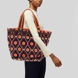Tory Burch Cloth Tote Tribal Geometric Boho Tote Bag – Canvas Shoulder Purse